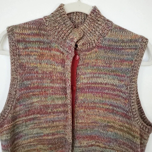 J.G.HOOK Women Knit Vintage Sweater Vest Medium Multicolor Pastel Hidden Buttons - Picture 4 of 11